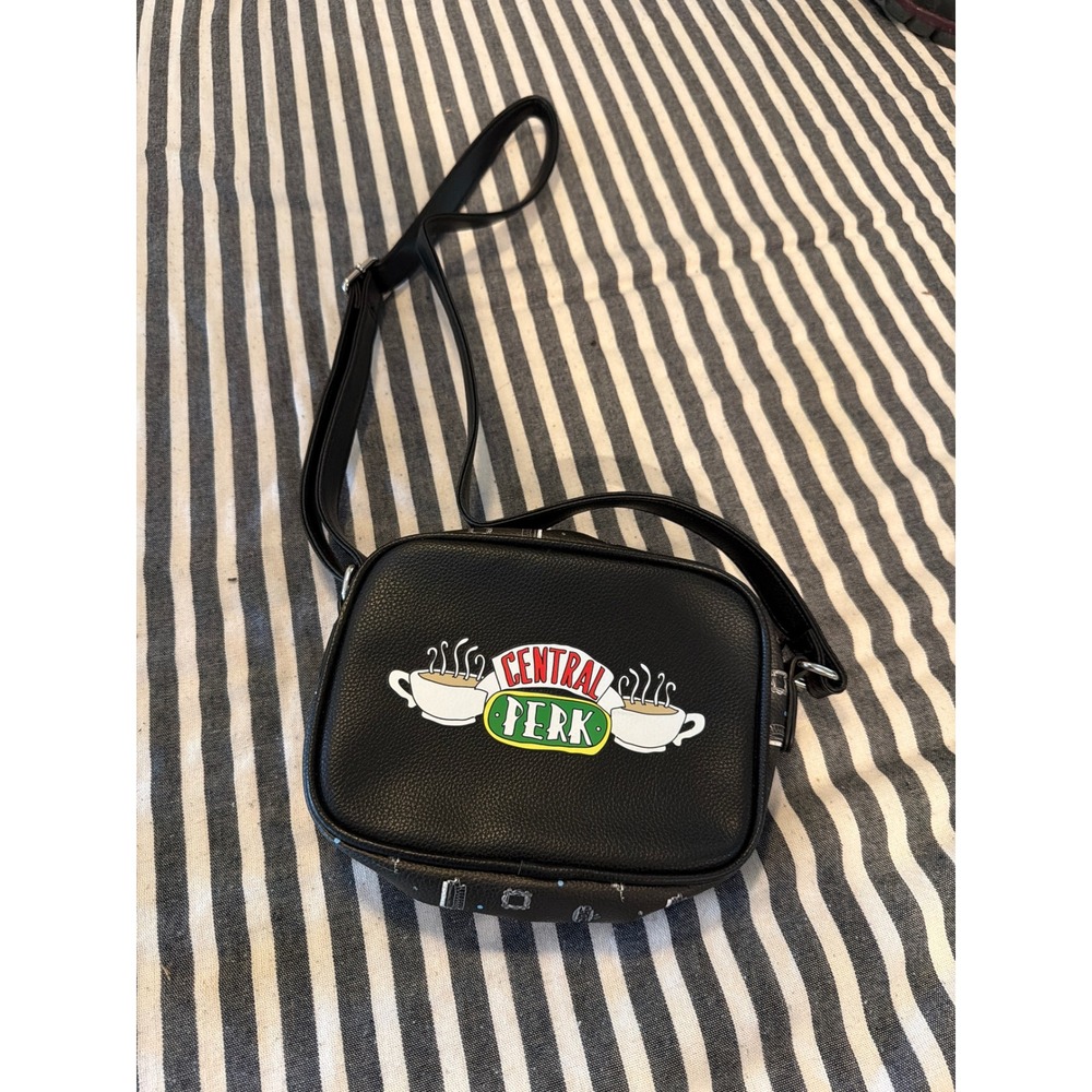 Dani Danielle Nicole Friends Central Perk Crossbody Bag Black Faux Leather Purse